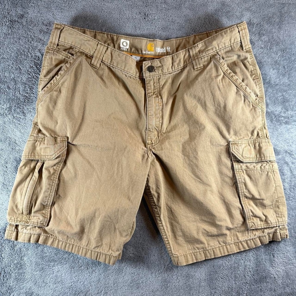 Carhartt Force Relaxed Fit Cargo Shorts Mens 40 Tan Ripstop Cotton 100135
